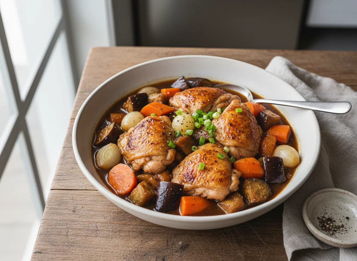 Chicken and Vegetable Stew with Dark Sauce photo