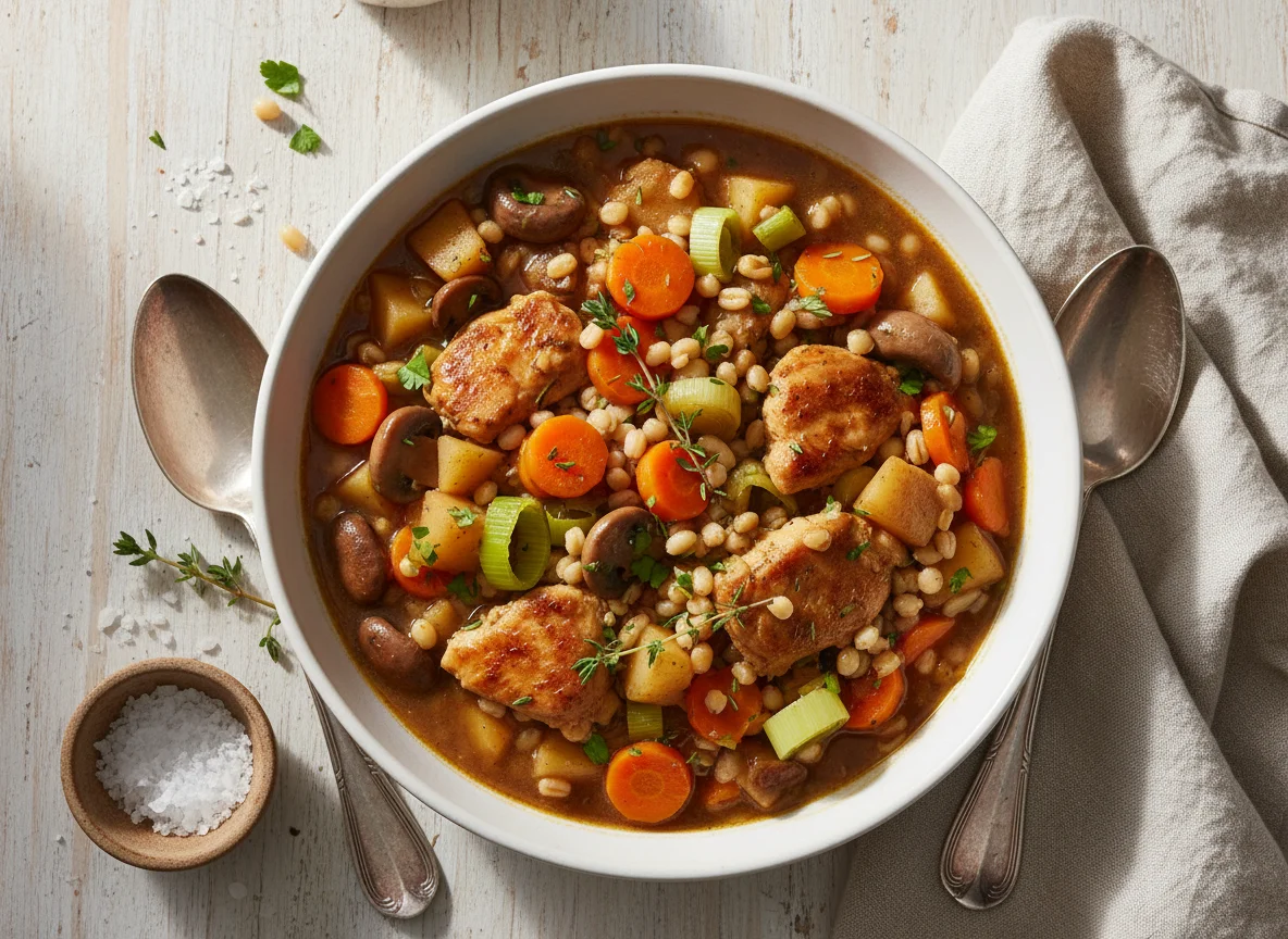 Chicken and Vegetable Stew with Pearl Barley photo