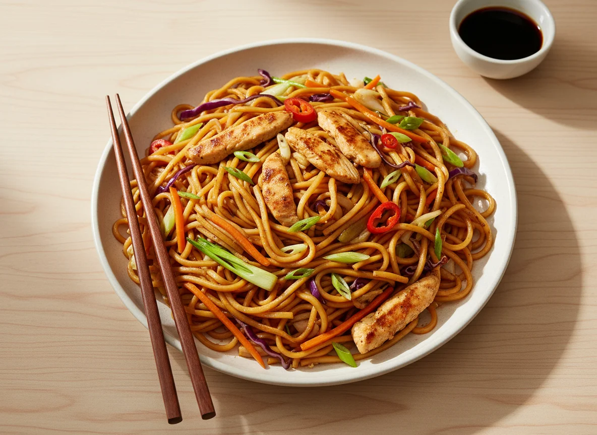 Chicken and Vegetable Stir-fried Noodles photo