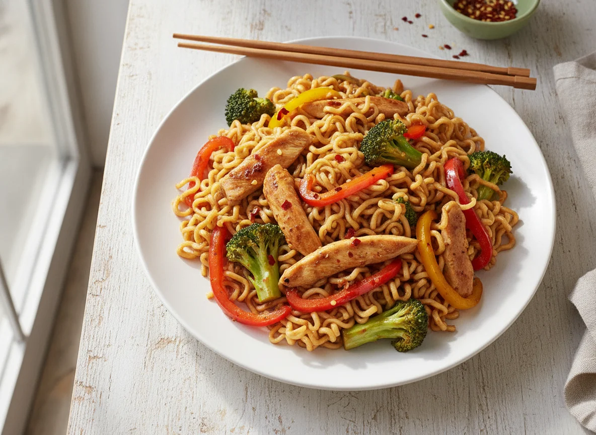 Chicken and Vegetable Stir-Fry Noodles photo