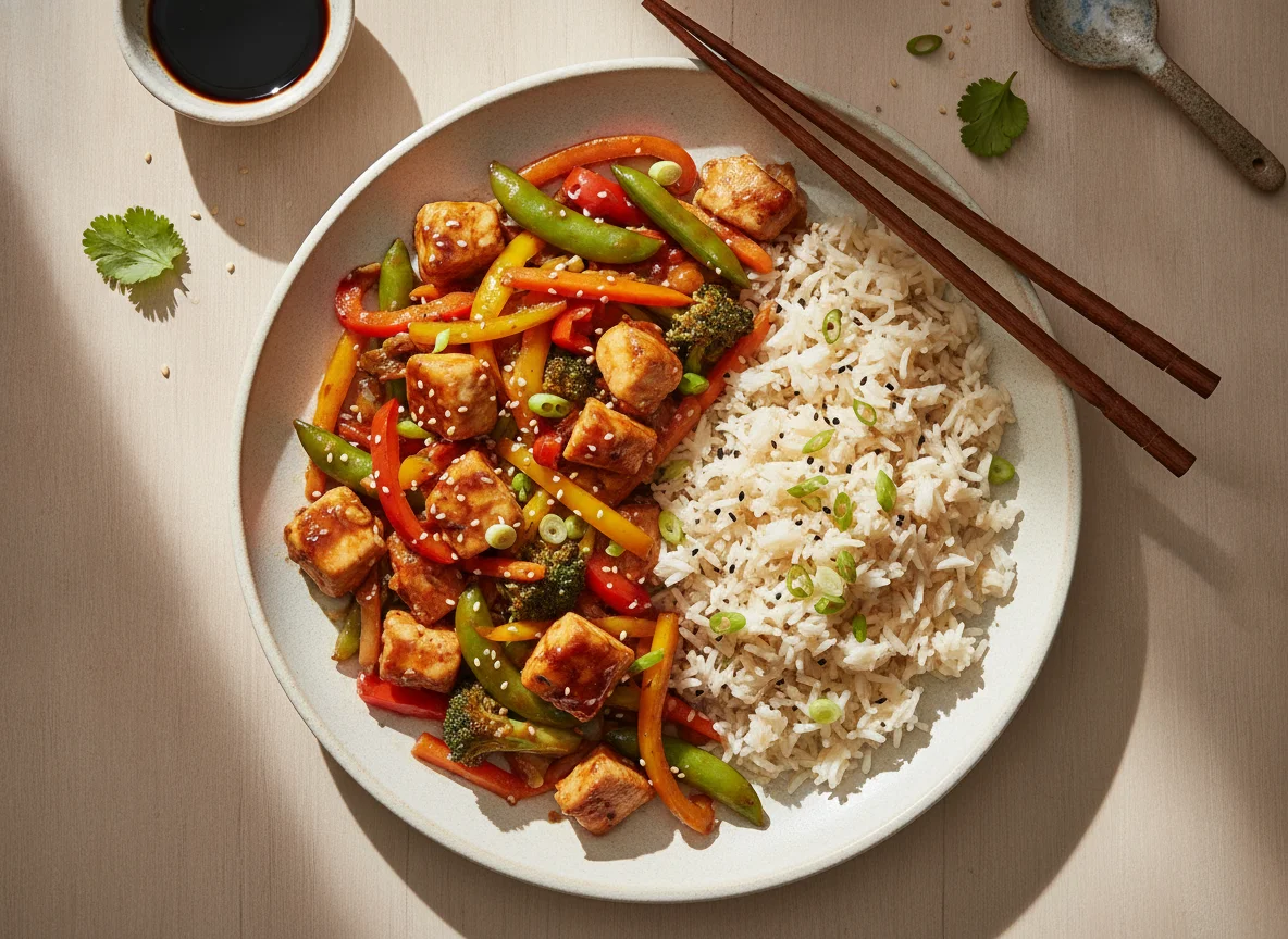 Chicken and Vegetable Stir-fry with Basmati Rice photo