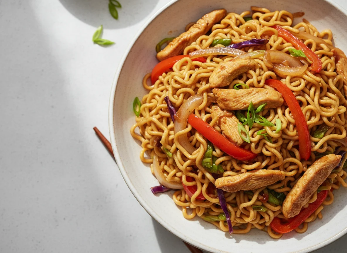 Chicken and Vegetable Stir-fry with Egg Noodles photo