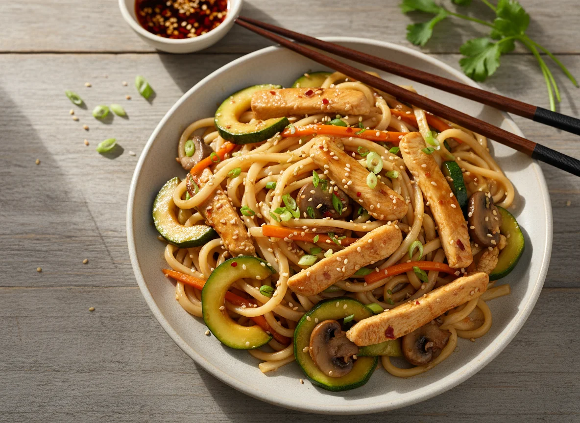 Chicken and Vegetable Stir-fry with Noodles photo