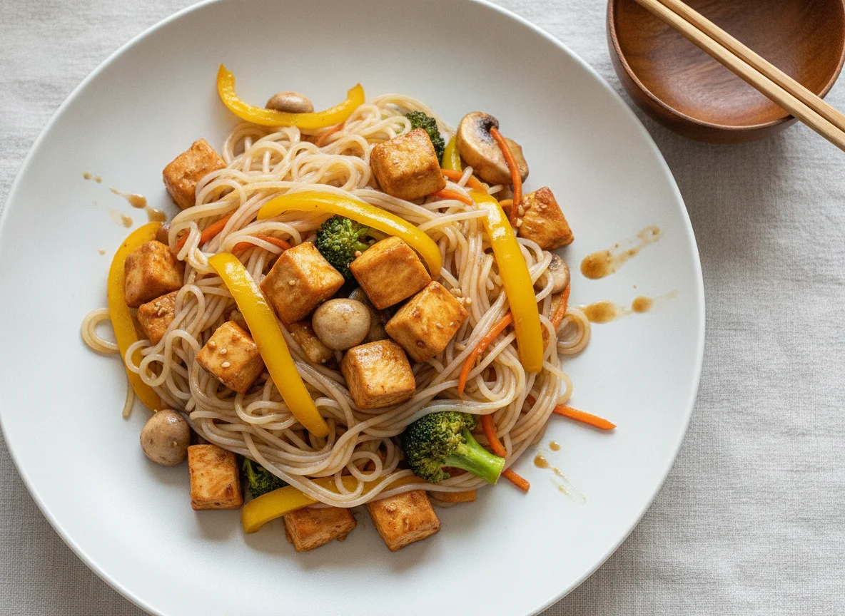 Chicken and Vegetable Stir-fry with Rice Noodles photo