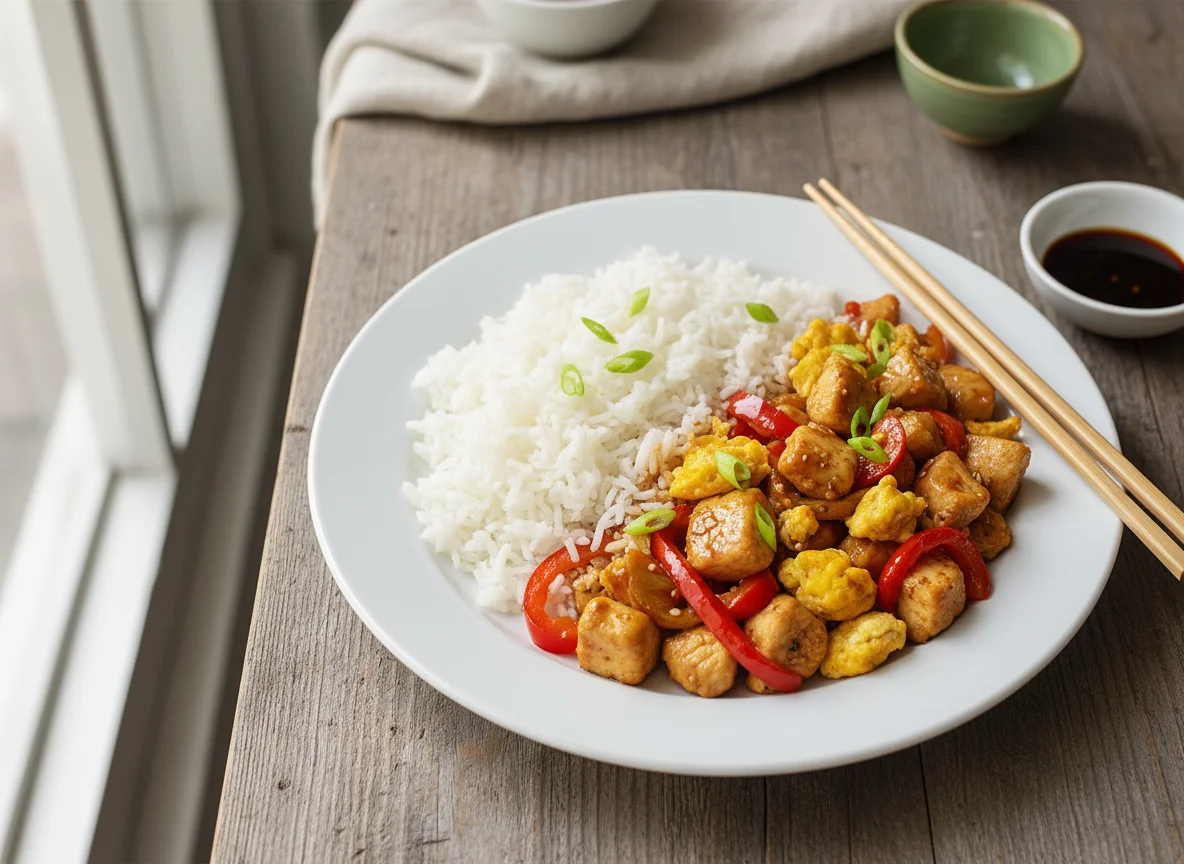 Chicken and Vegetable Stir-fry with Rice photo