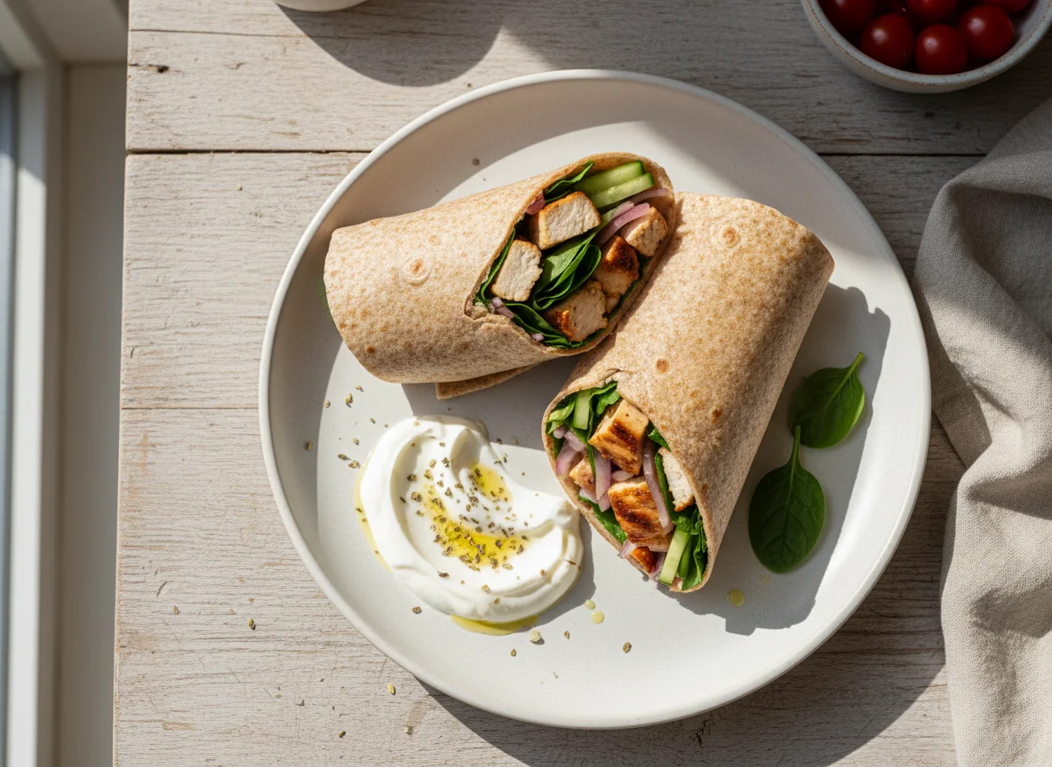 Chicken and Vegetable Wrap with Greek Yoghurt photo
