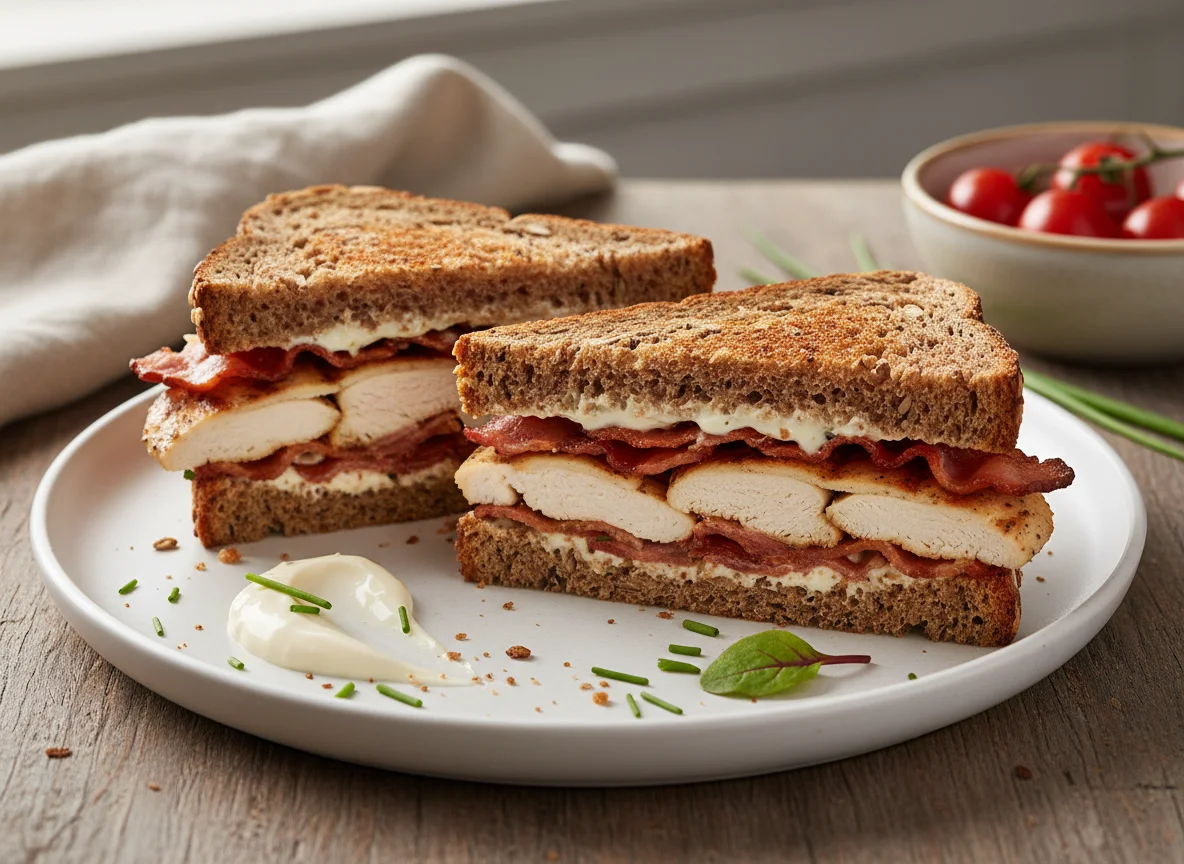 Chicken & Bacon Sandwich with Mayonnaise on Malted Bread photo