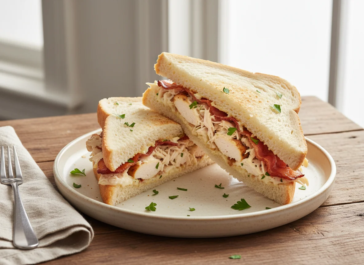 Chicken & Bacon White Bread Sandwich photo
