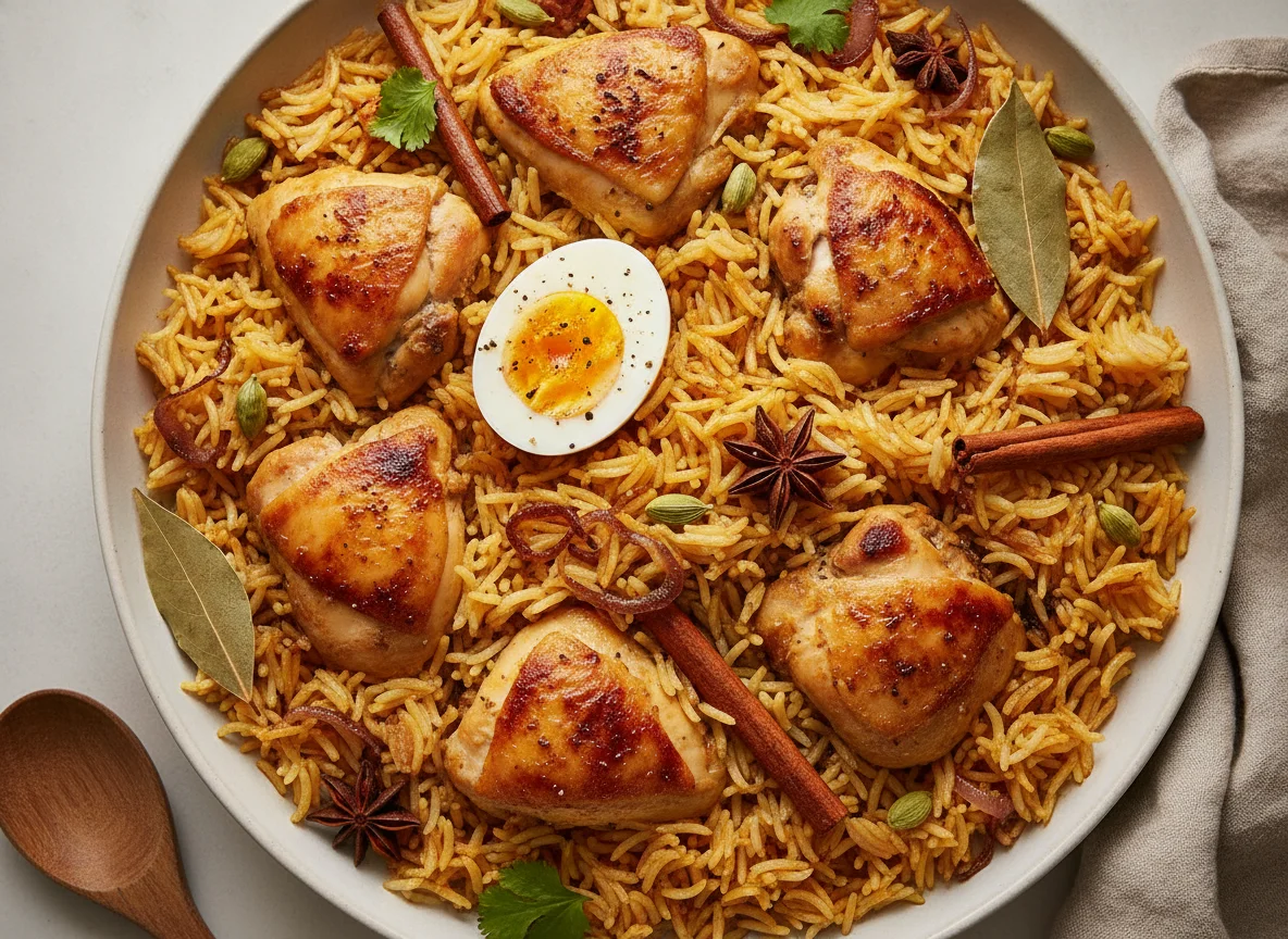 Chicken Biryani with Boiled Egg photo