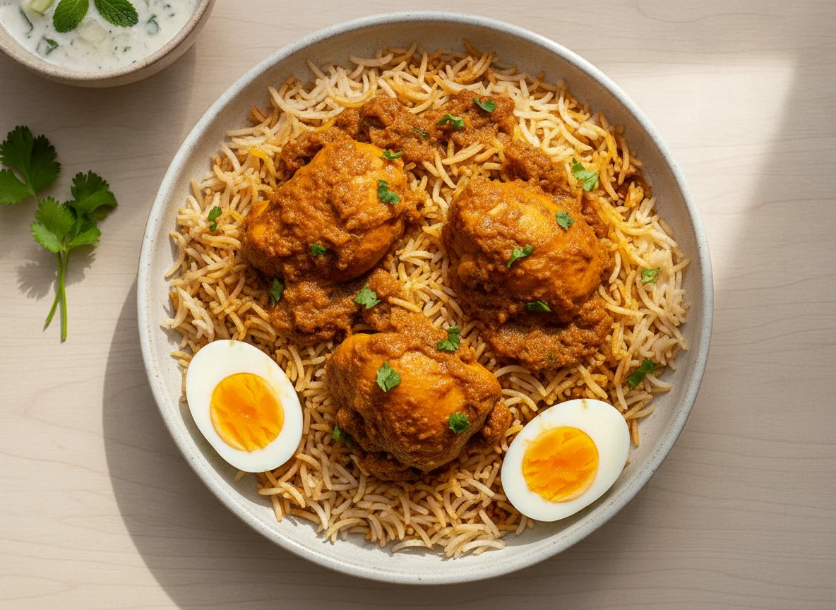 Chicken Biryani with Boiled Eggs photo