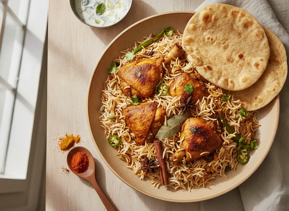 Chicken Biryani with Chapati photo