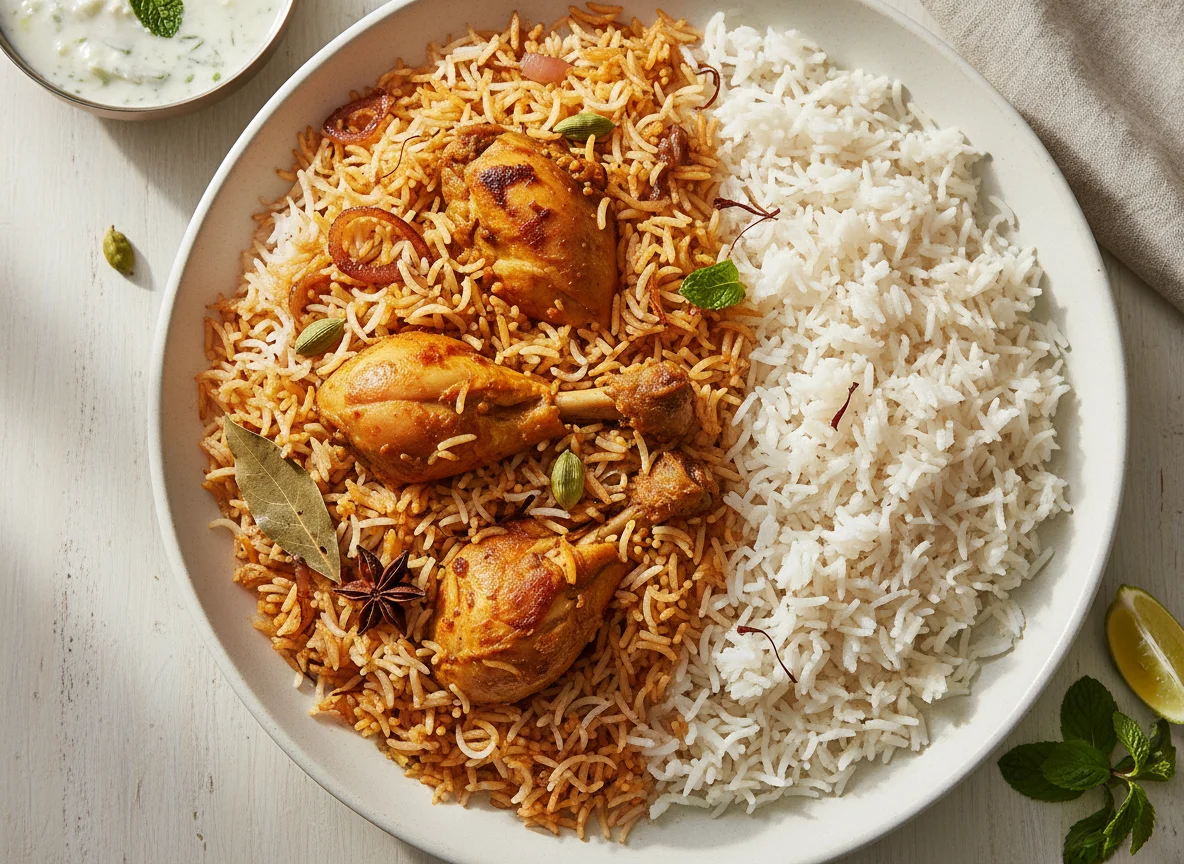 Chicken Biryani with Plain Rice photo