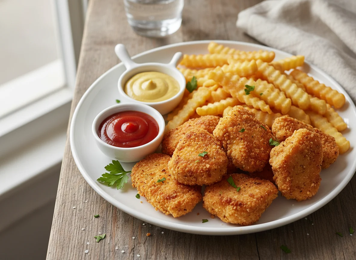 Chicken Bites with Fries and Sauces photo