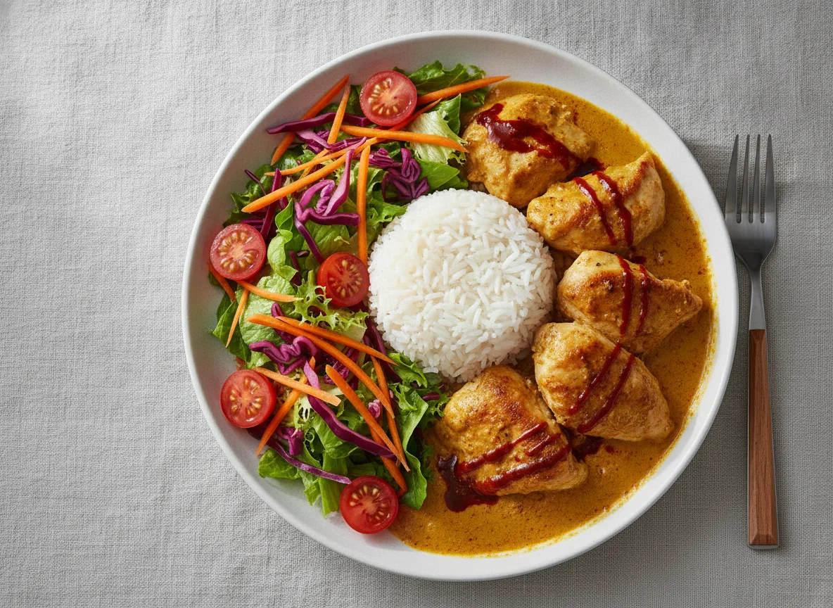 Chicken Bowl with Rice and Salad photo