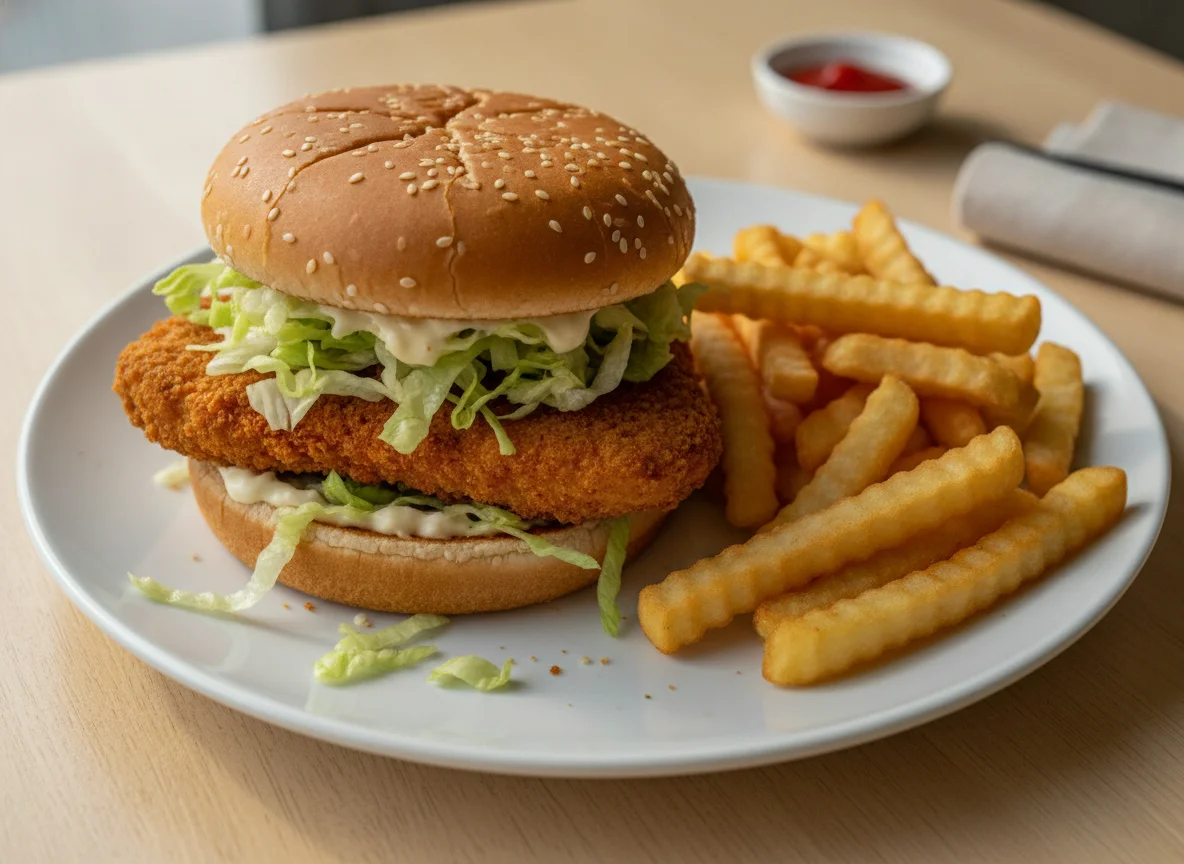Chicken Burger and French Fries photo