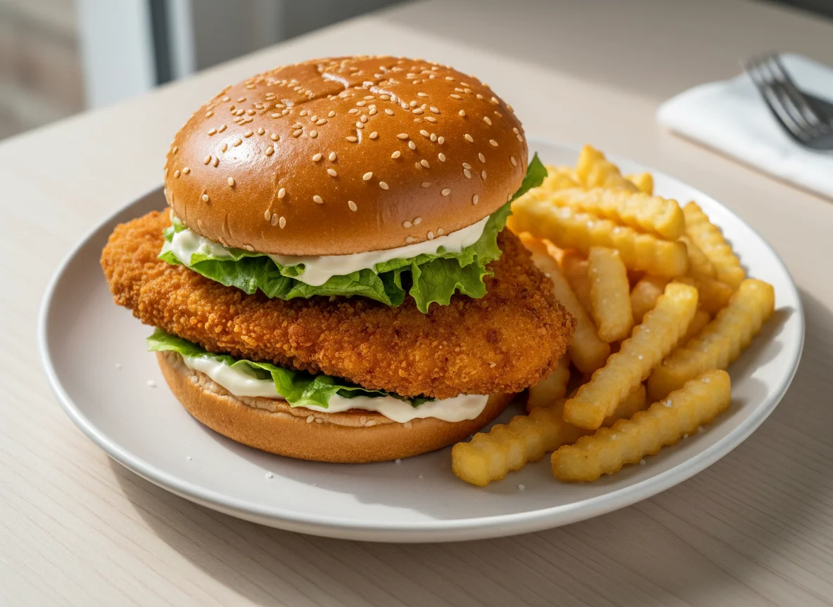 Chicken Burger with Fries photo
