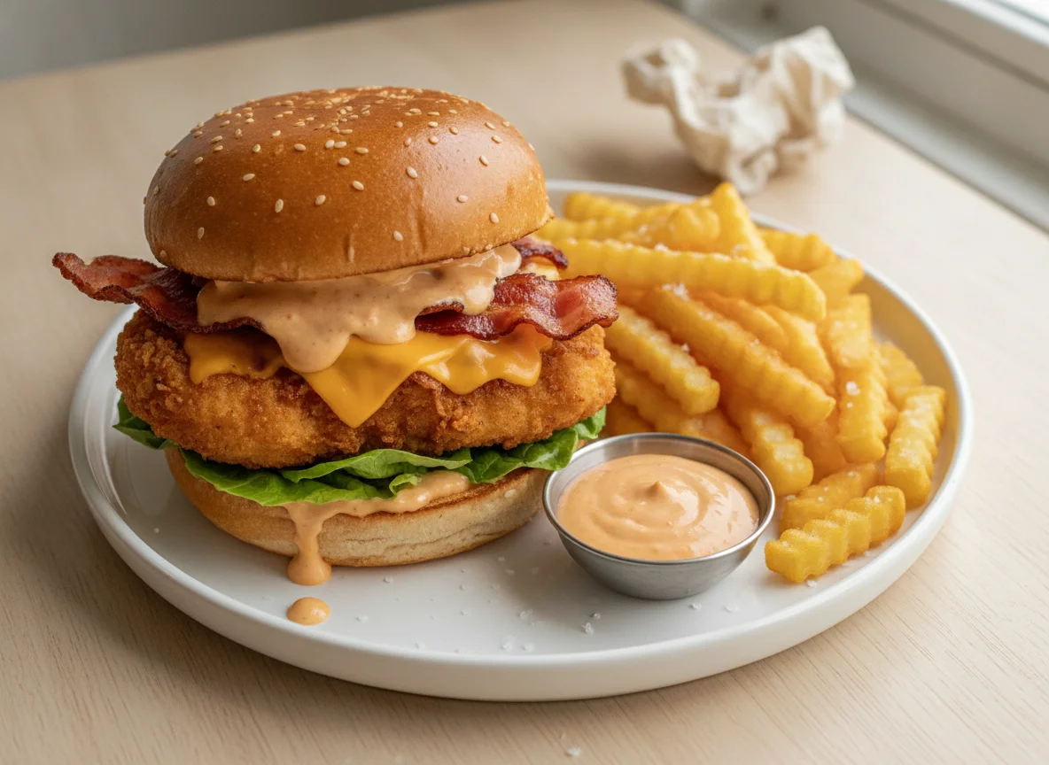 Chicken Burgers and French Fries photo