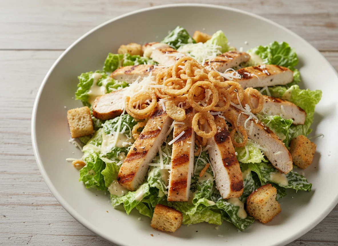 Chicken Caesar Salad with Crispy Onions photo