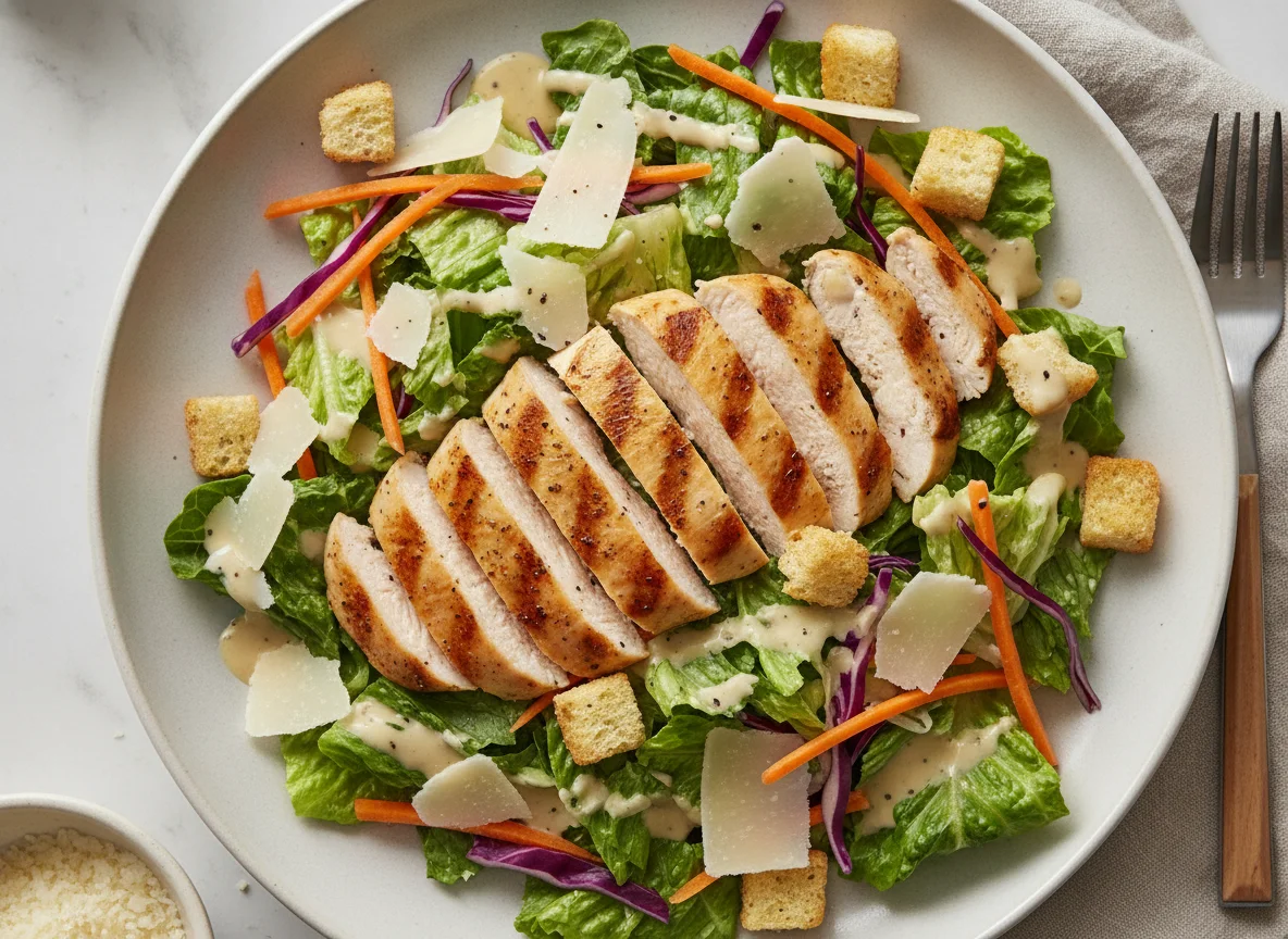Chicken Caesar Salad with Mixed Vegetables photo