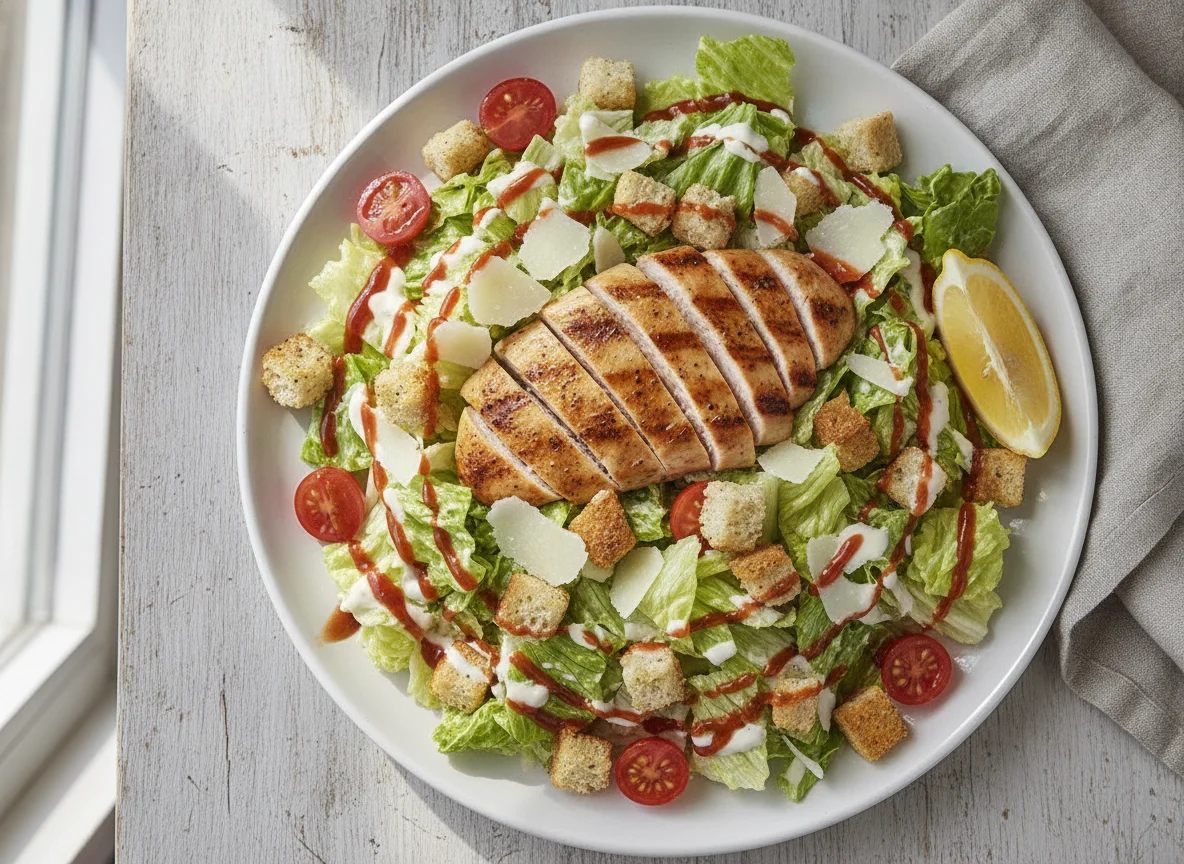 Chicken Caesar Salad with Sweet Chili Sauce photo