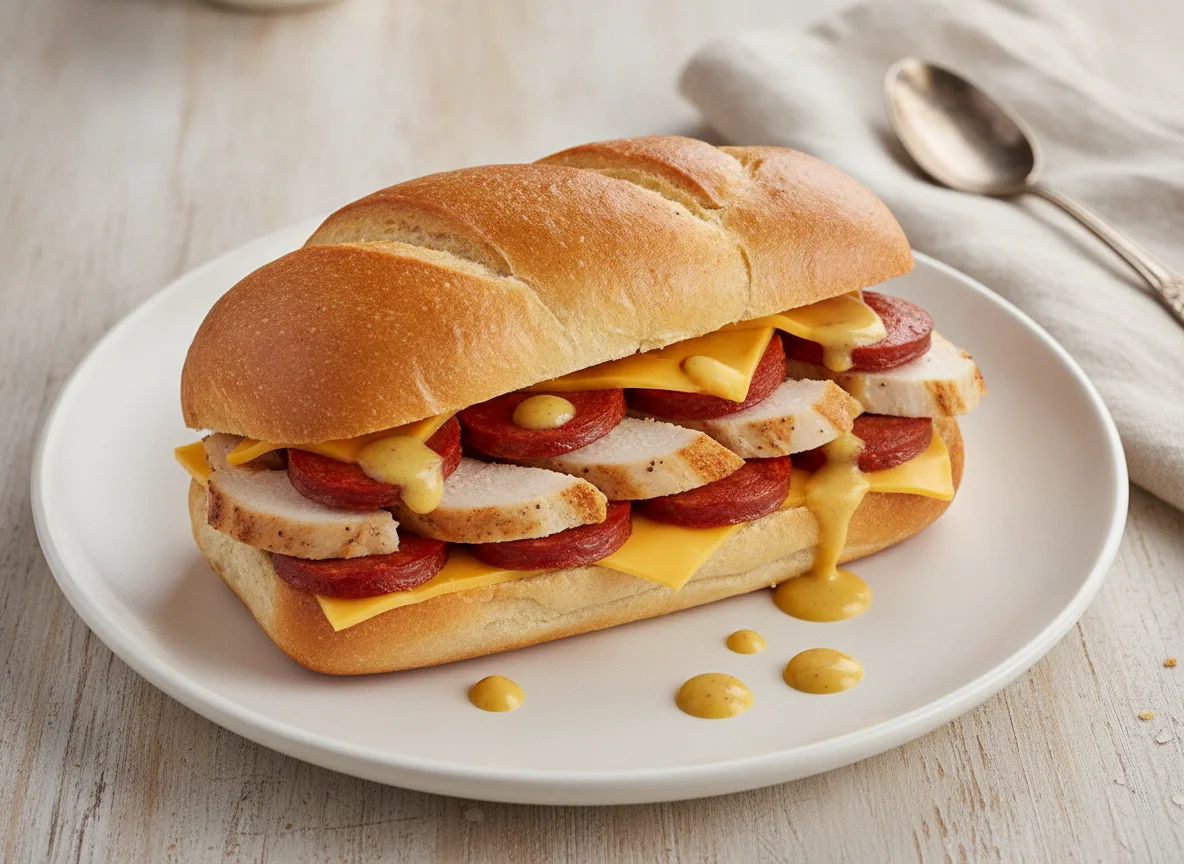 Chicken Chorizo, Cheese and Honey Mustard Torp photo