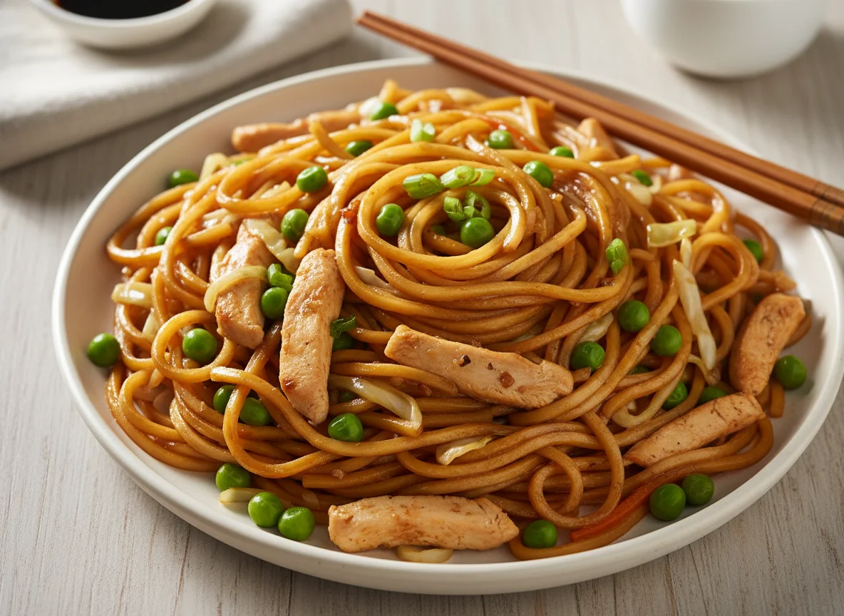 Chicken Chow Mein with Peas photo