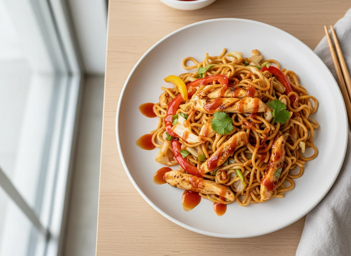 Chicken Chowmein with Sweet Chili Sauce photo