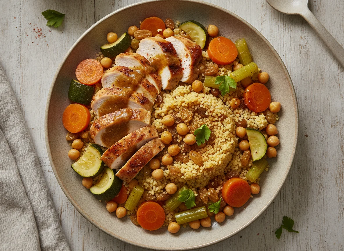 Chicken Couscous with Vegetables and Chickpeas photo