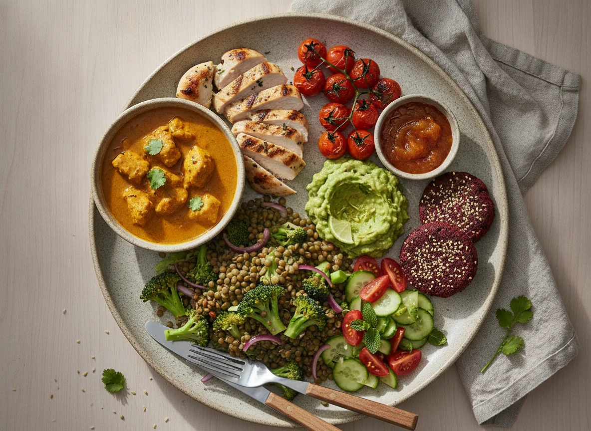 Chicken Curry and Lentil Salad Platter photo