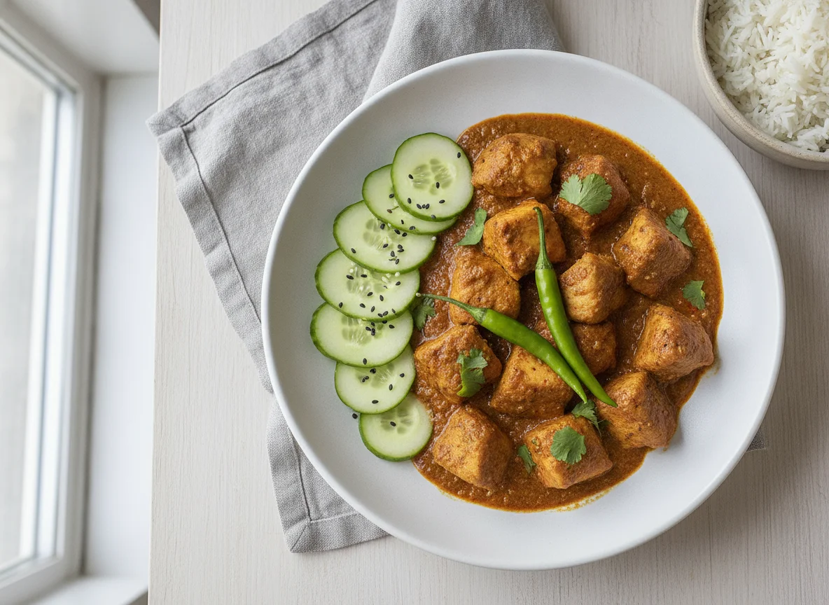 Chicken Curry with Cucumber Slices photo