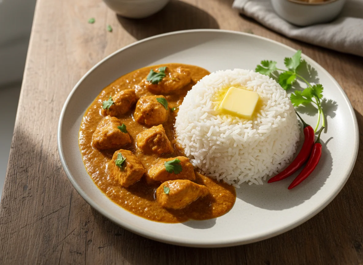 Chicken Curry with Rice and Butter photo