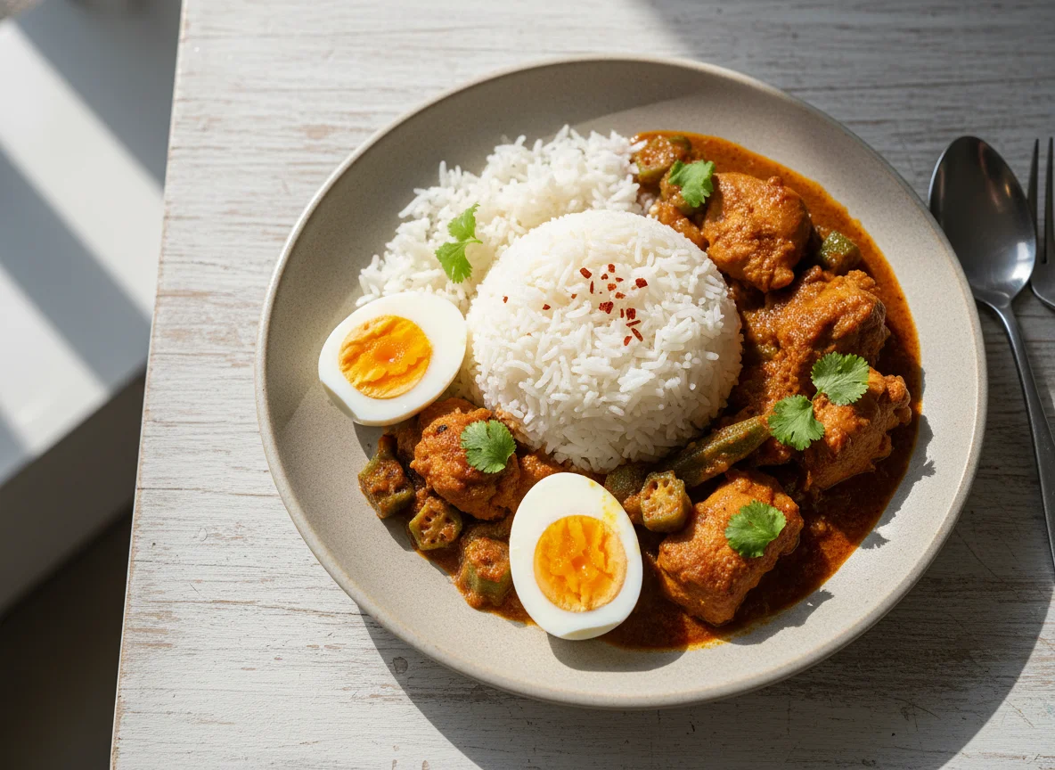 Chicken Curry with Rice and Eggs photo