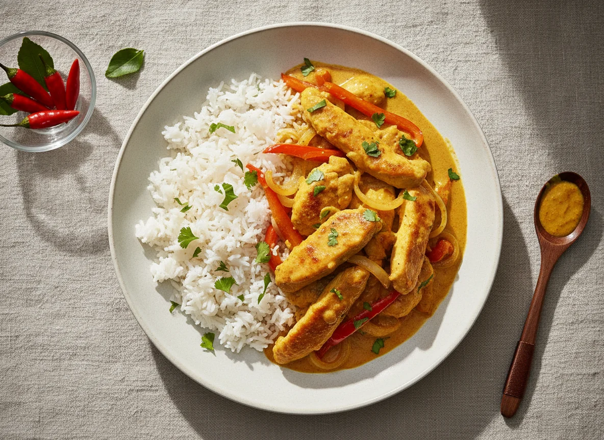 Chicken Curry with Rice and Peppers photo