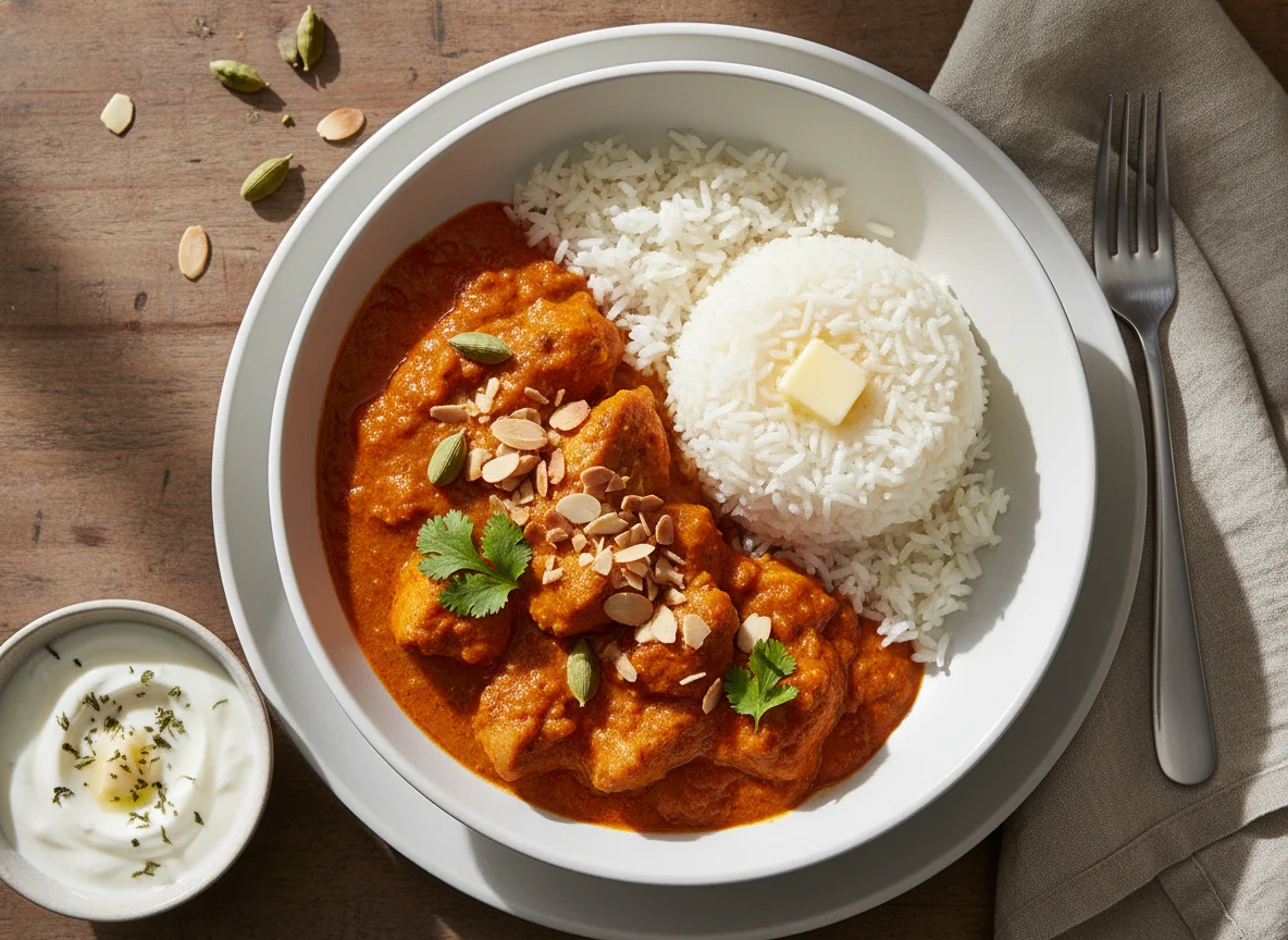 Chicken Curry with Rice and Yogurt Sauce photo