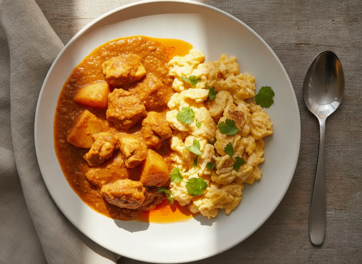 Chicken Curry with Scrambled Eggs photo