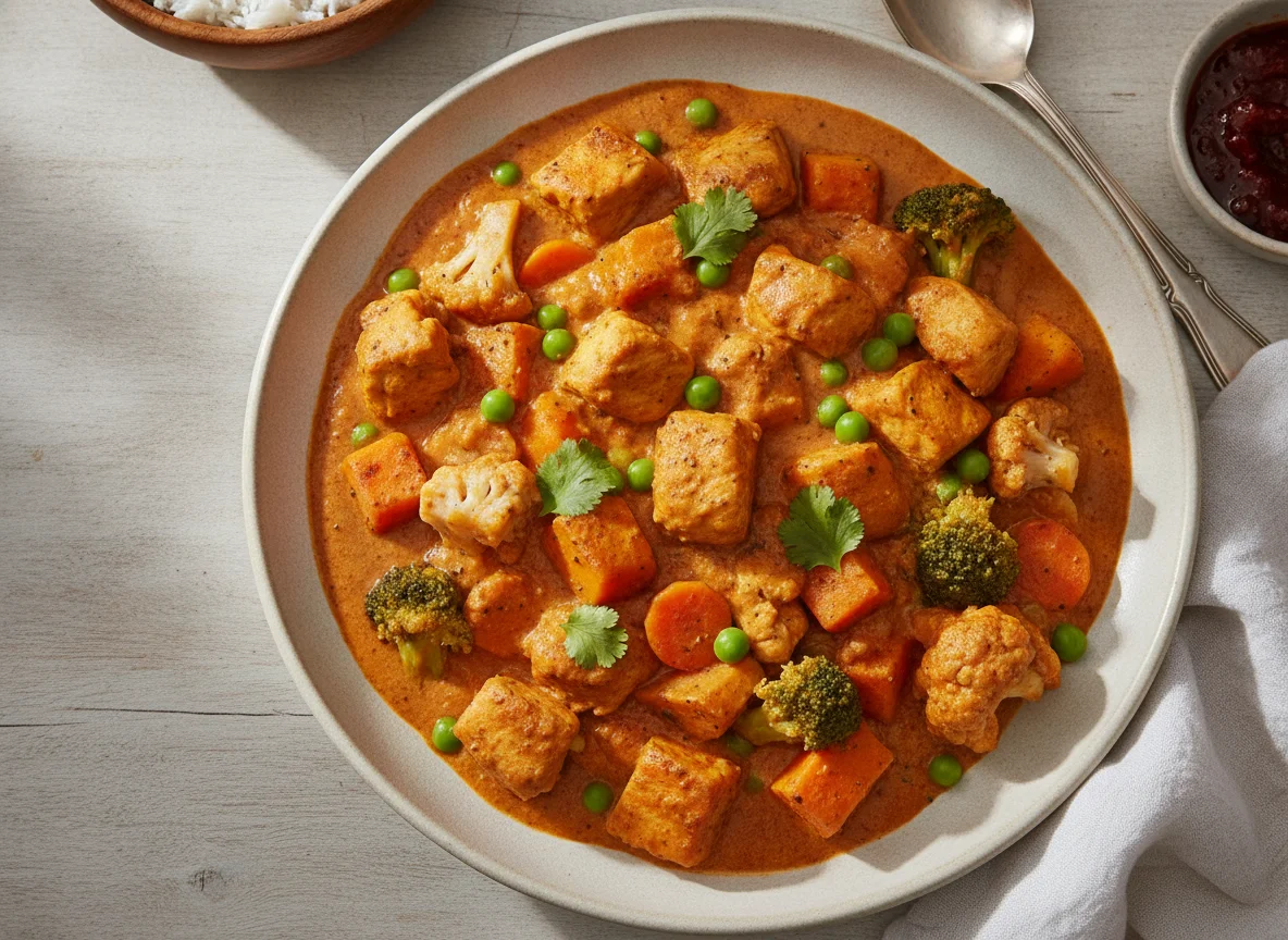 Chicken Curry with Sweet Potato and Mixed Vegetables photo