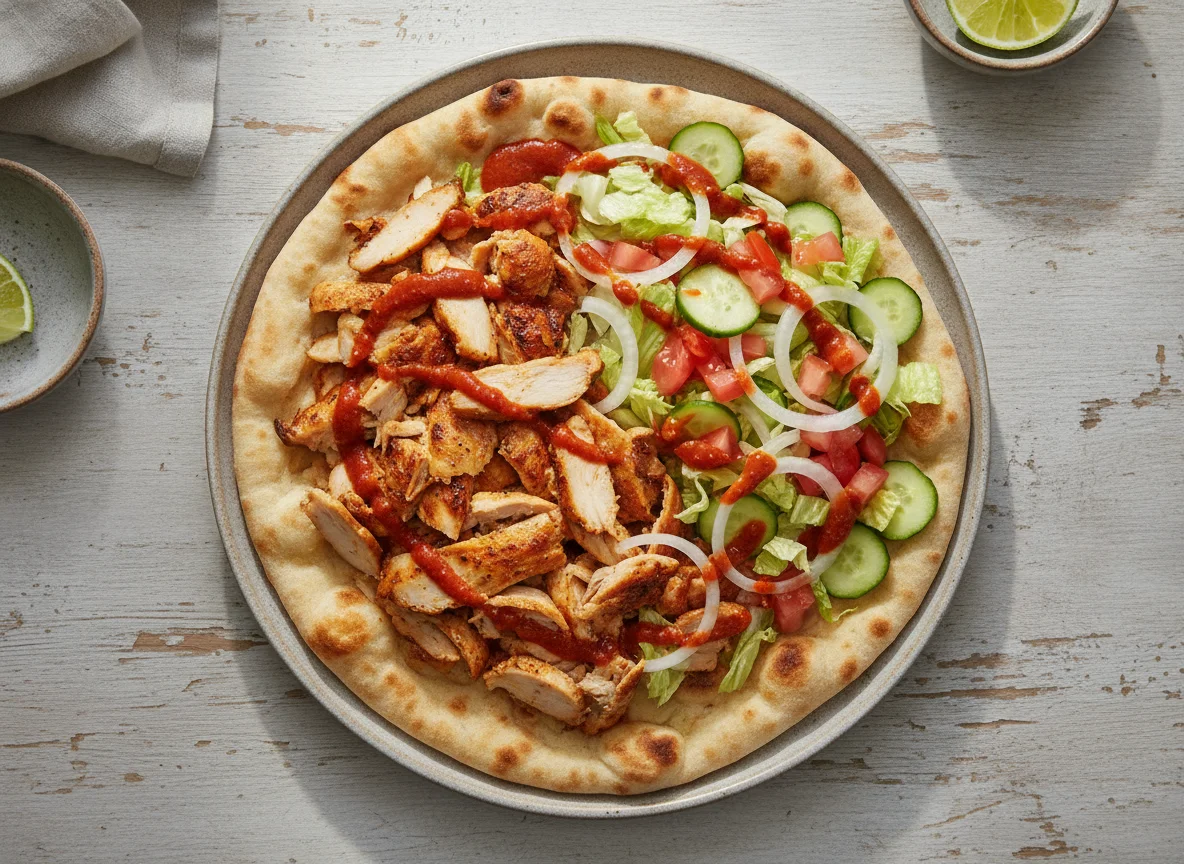 Chicken Doner Kebab with Salad and Naan photo