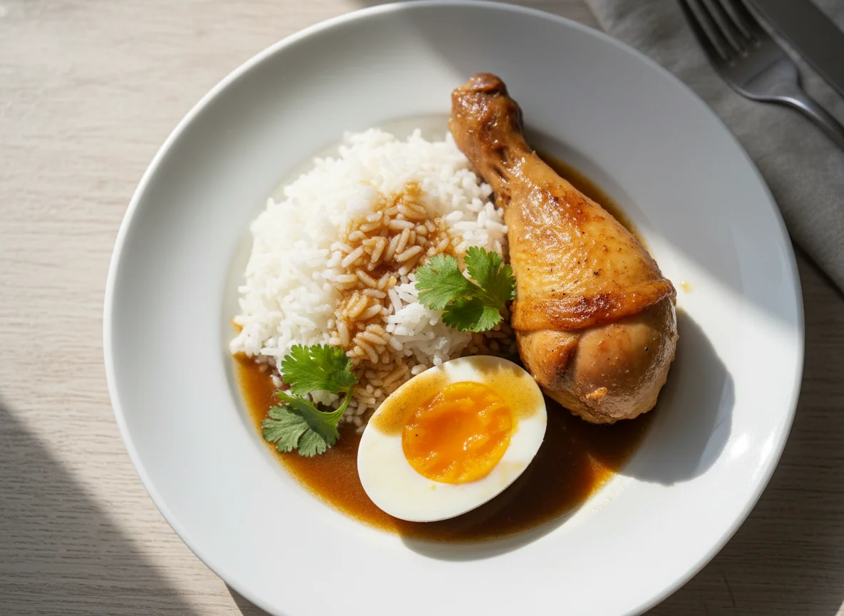 Chicken Drumstick with Rice and Egg photo