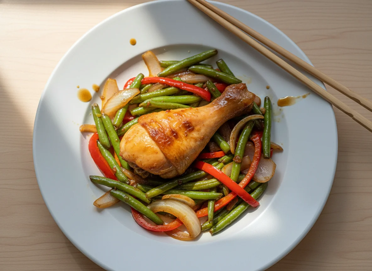 Chicken Drumstick with Stir-fried Vegetables photo