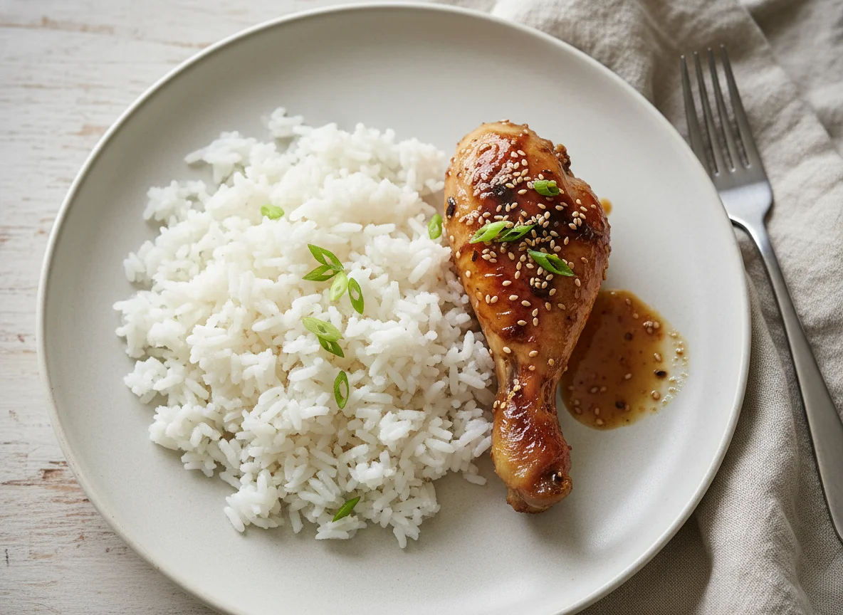 Chicken Drumstick with White Rice photo