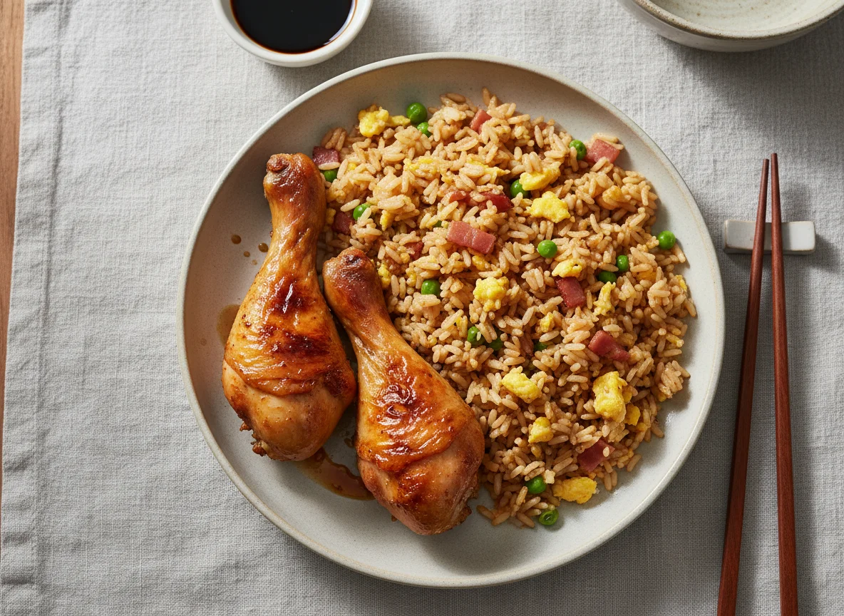 Chicken Drumsticks with Fried Rice photo