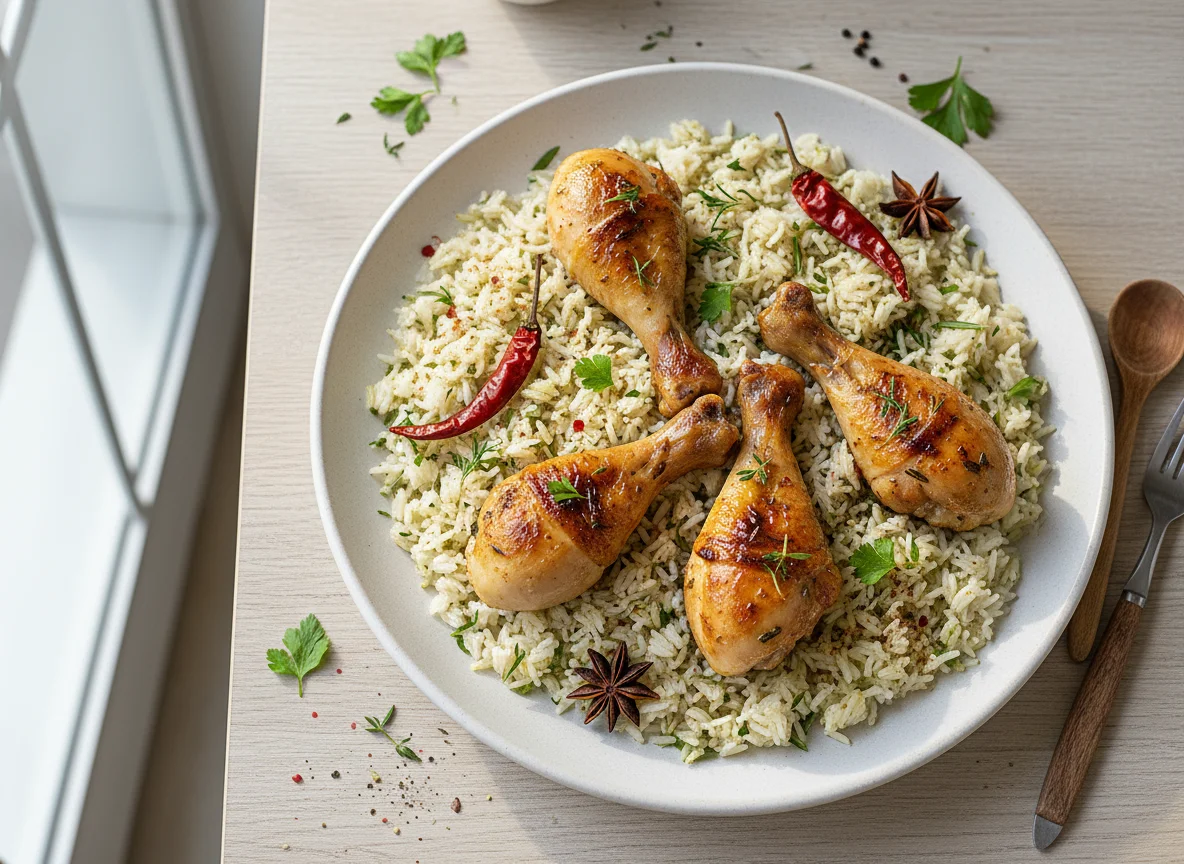 Chicken Drumsticks with Herbed Rice photo