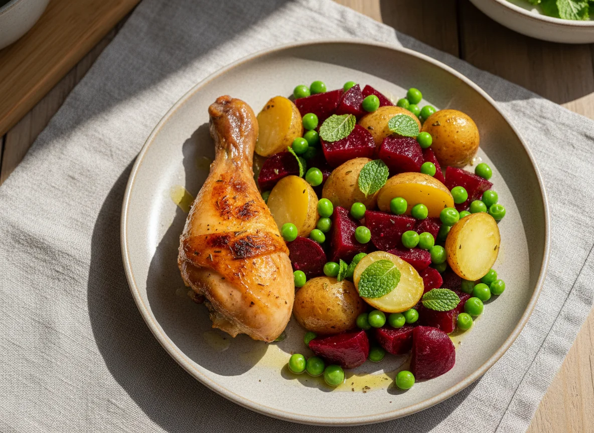 Chicken Drumsticks with Vegetable Salad photo