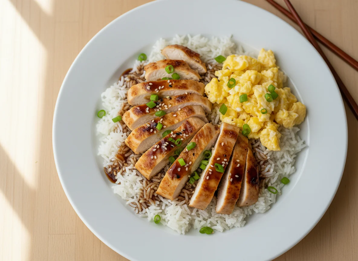 Chicken, Egg, and Rice Meal photo