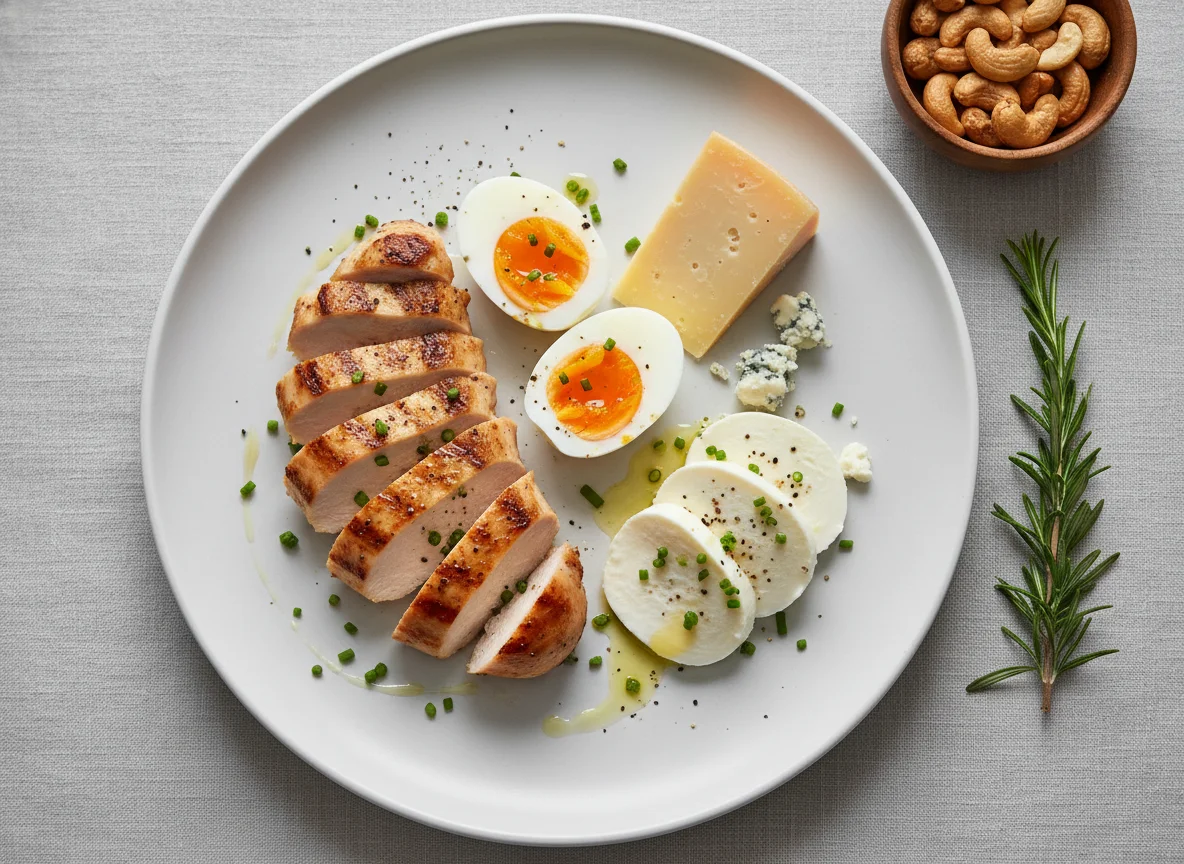 Chicken, Eggs, and Cheese Plate photo