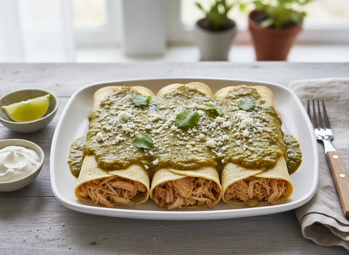 Chicken Enchiladas Verdes with Cotija Cheese photo