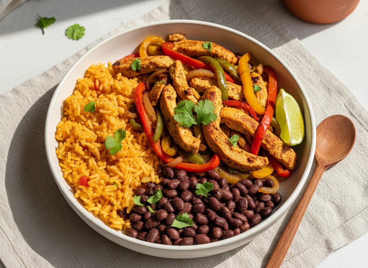 Chicken Fajita Bowl with Rice and Black Beans photo
