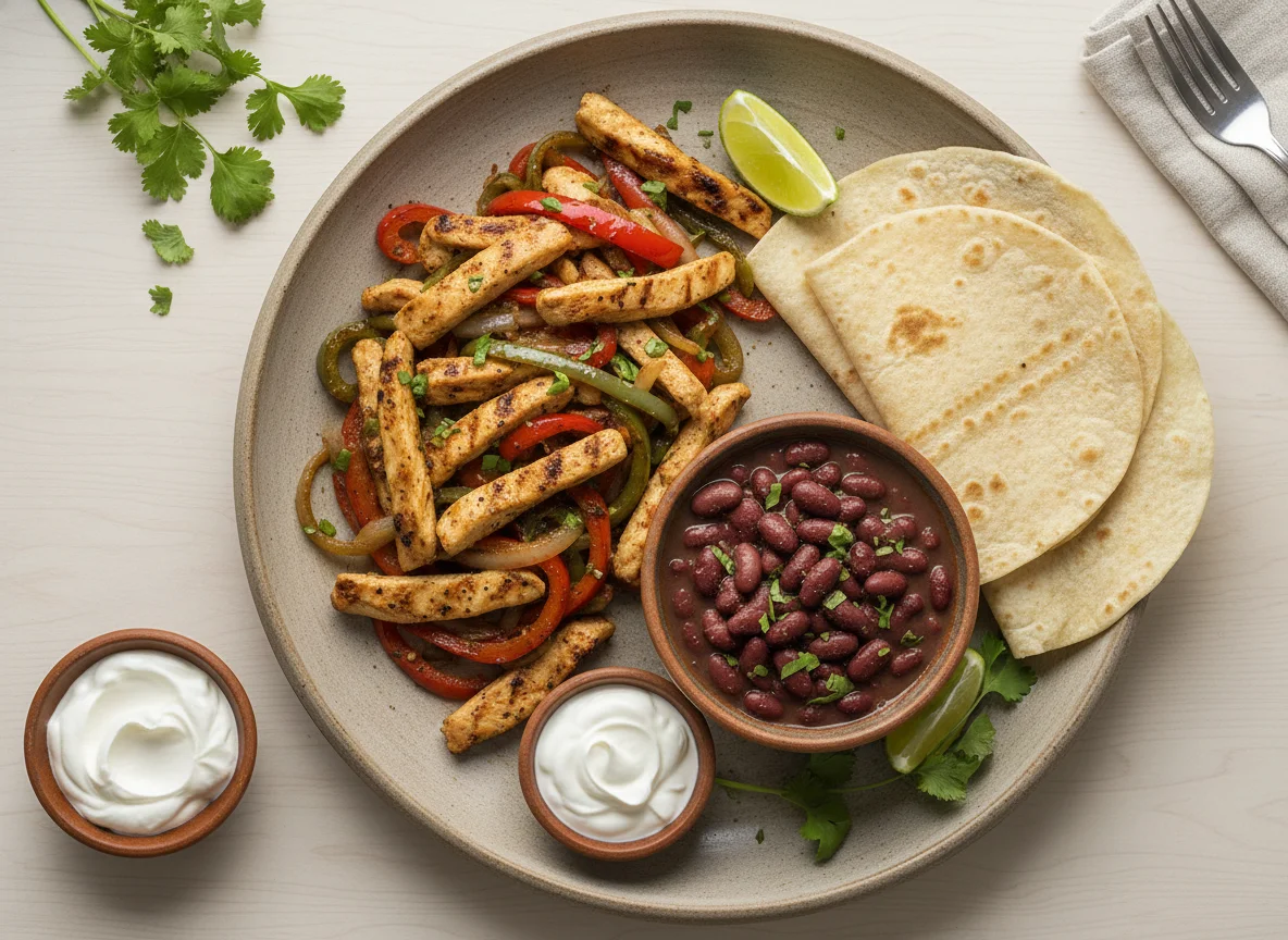 Chicken Fajita Plate with Kidney Beans photo