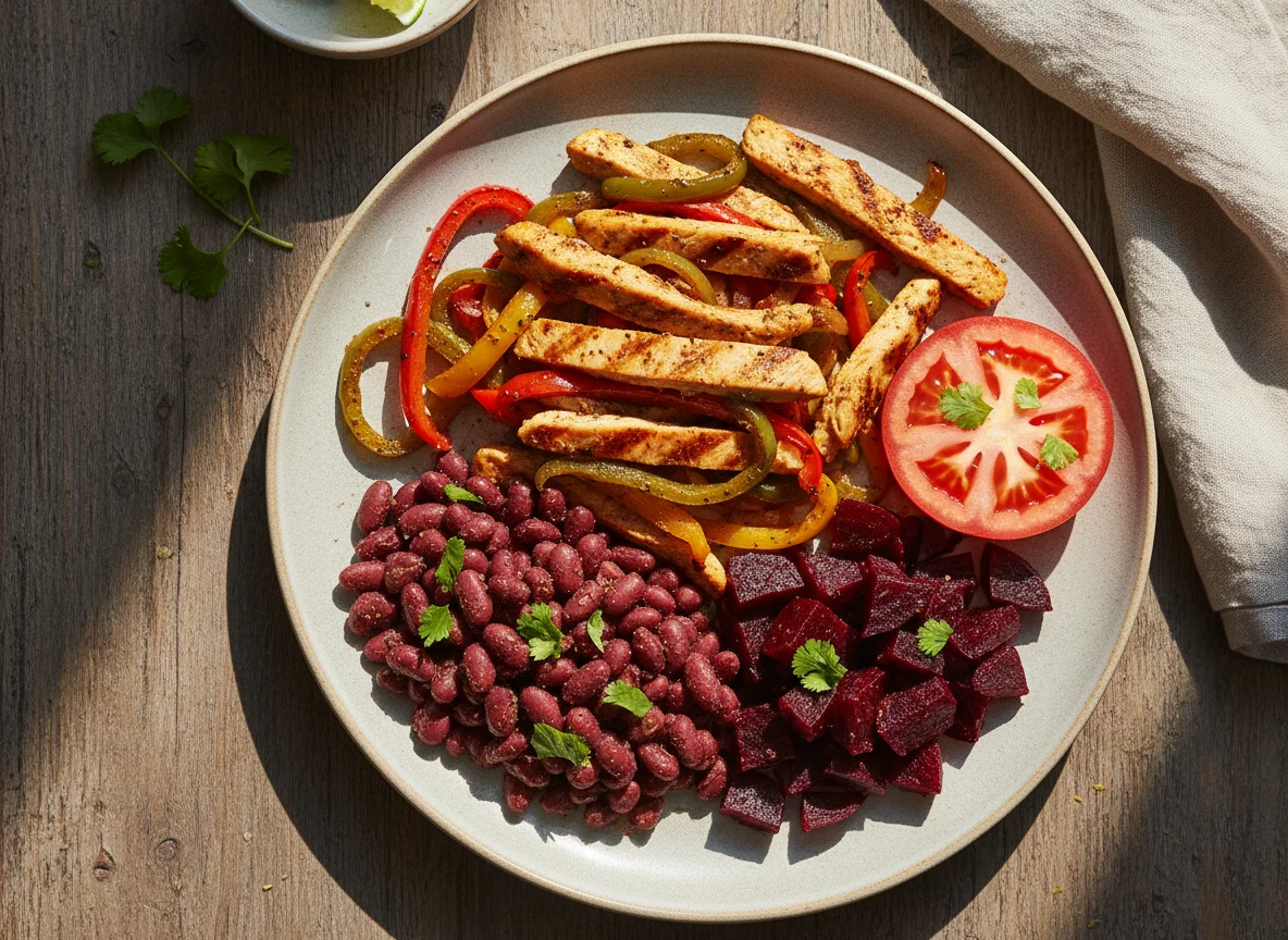 Chicken Fajita with Beans and Beetroot photo