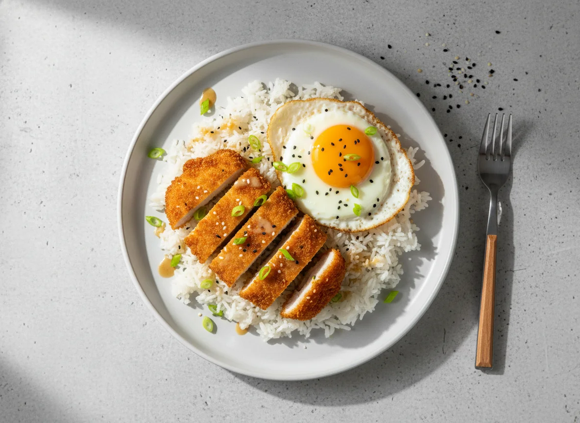Chicken Fillet, Rice, and Fried Egg Meal photo